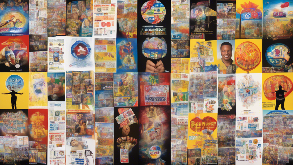 A photo collage capturing the psychological dynamics of lottery players, exploring their motivations, beliefs, and experiences, such as hope, excitement, a